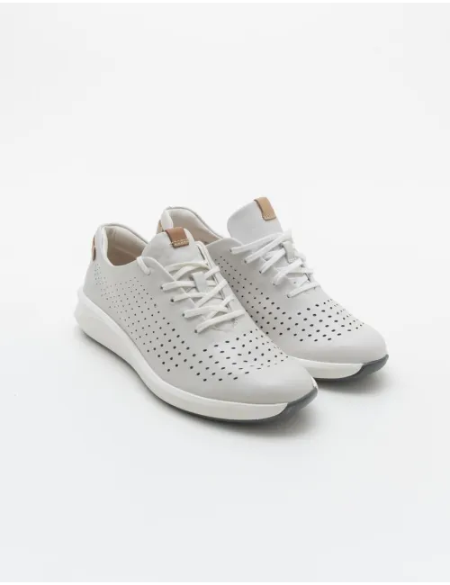 CLARKS   UN RIO TIE WHITE LEATHER