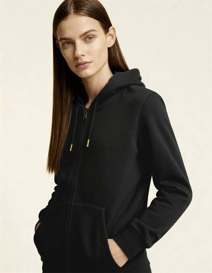 FELPA BORG LINED ZIPHOOD