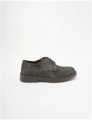 Scarpe stringate uomo in camoscio verde bosco