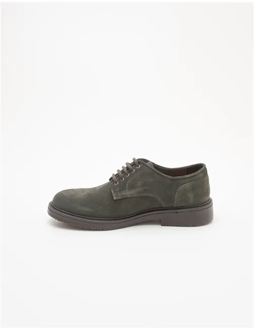 Scarpe stringate uomo in camoscio verde bosco