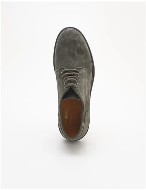 Scarpe stringate uomo in camoscio verde bosco