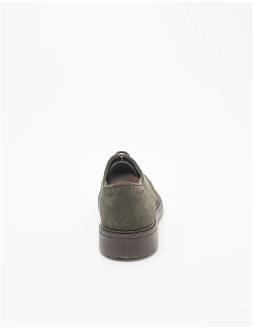 Scarpe stringate uomo in camoscio verde bosco