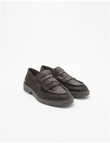 Mocassini uomo in camoscio testa di moro