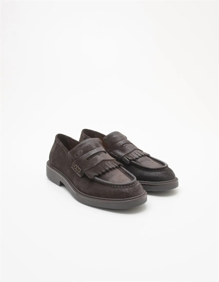 Mocassini uomo in camoscio testa di moro