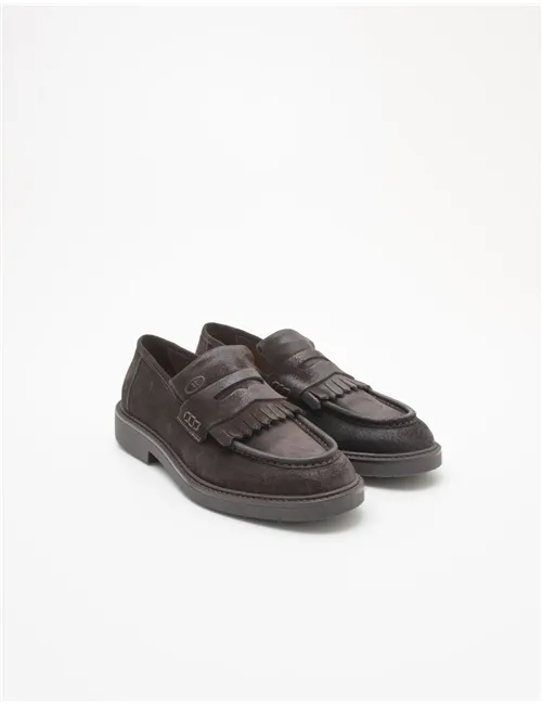 Mocassini uomo in camoscio testa di moro