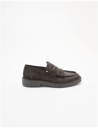 Mocassini uomo in camoscio testa di moro