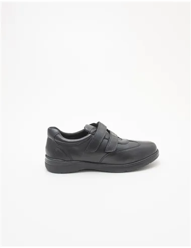 Sneakers uomo in pelle con doppio velcro nero