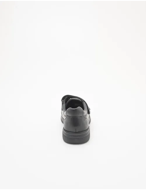 Sneakers uomo in pelle con doppio velcro nero