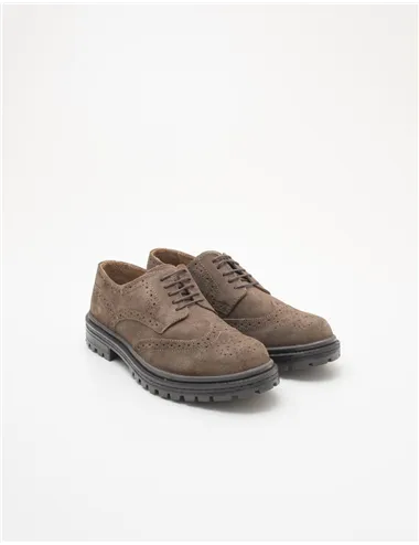 Scarpe stringate uomo in camoscio tortora