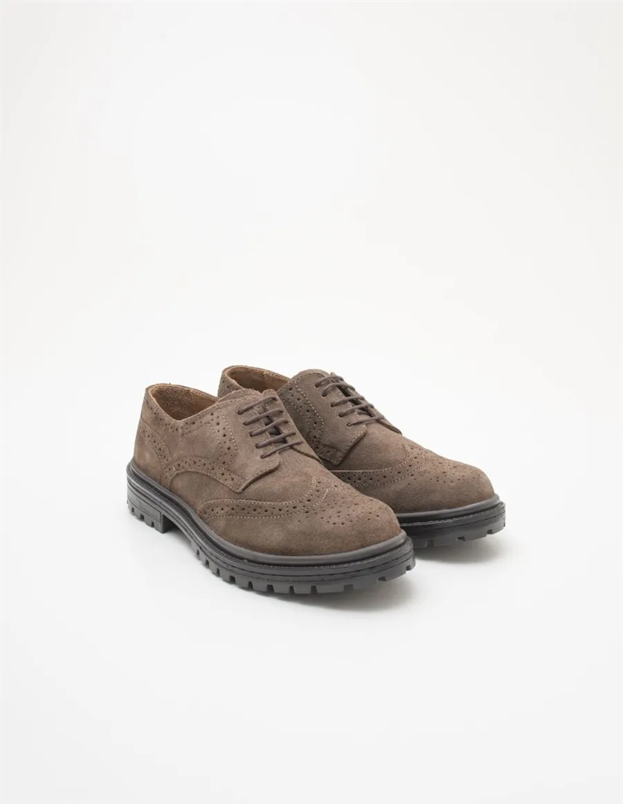 Scarpe stringate uomo in camoscio tortora