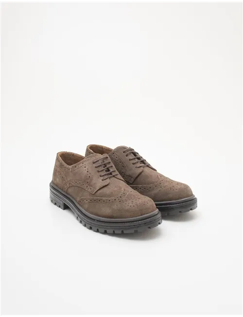 Scarpe stringate uomo in camoscio tortora
