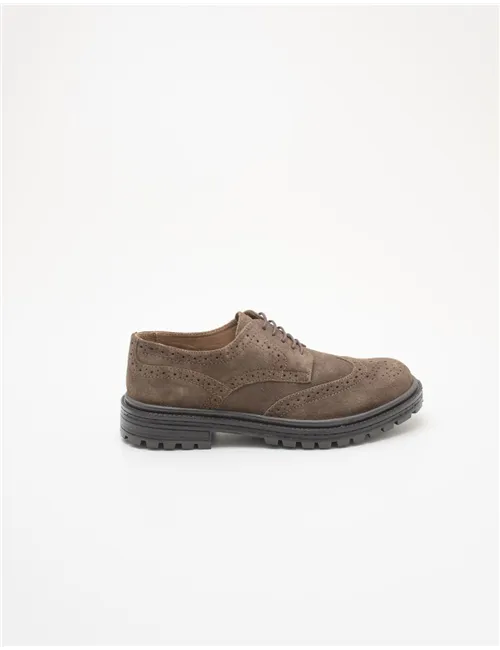 Scarpe stringate uomo in camoscio tortora