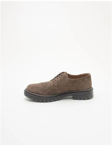 Scarpe stringate uomo in camoscio tortora