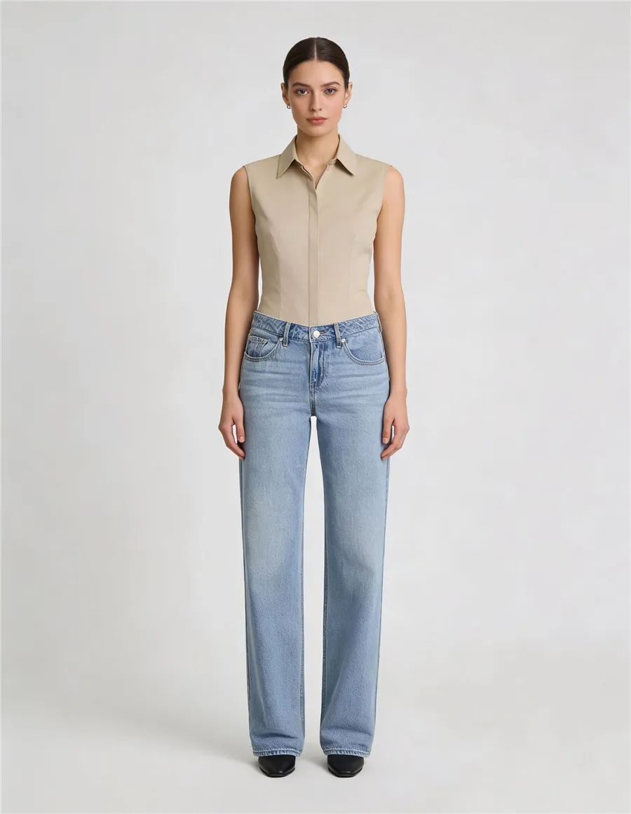 Jeans donna Low Loose blu stone washed