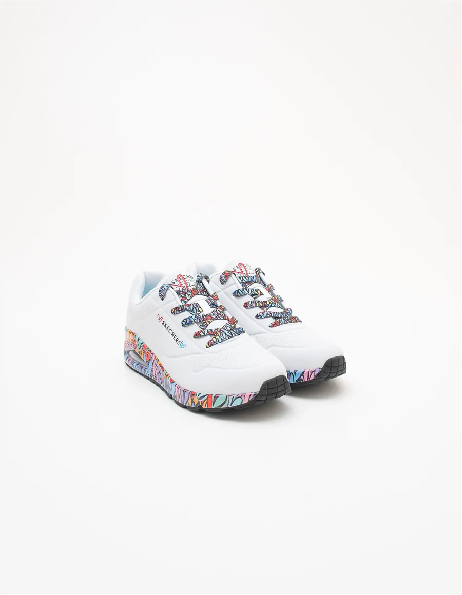 Sneakers donna Uno Ravaged Love bianco cuori