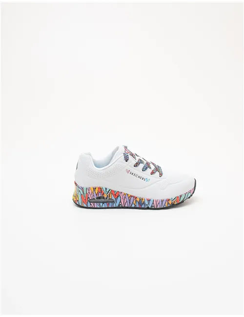 Sneakers donna Uno Ravaged Love bianco cuori