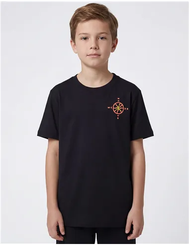 T-shirt bambino Compass Jumpman cotone nero