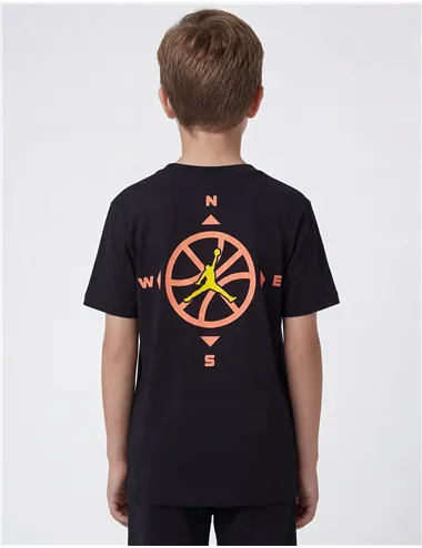 T-shirt bambino Compass Jumpman cotone nero