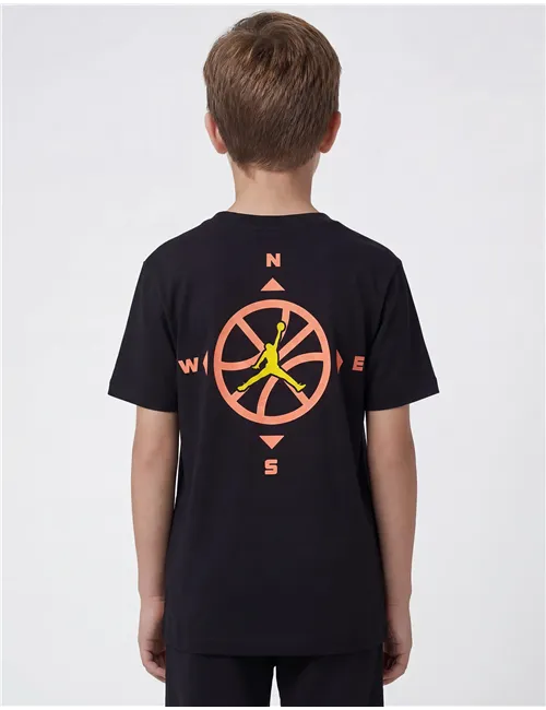 T-shirt bambino Compass Jumpman cotone nero