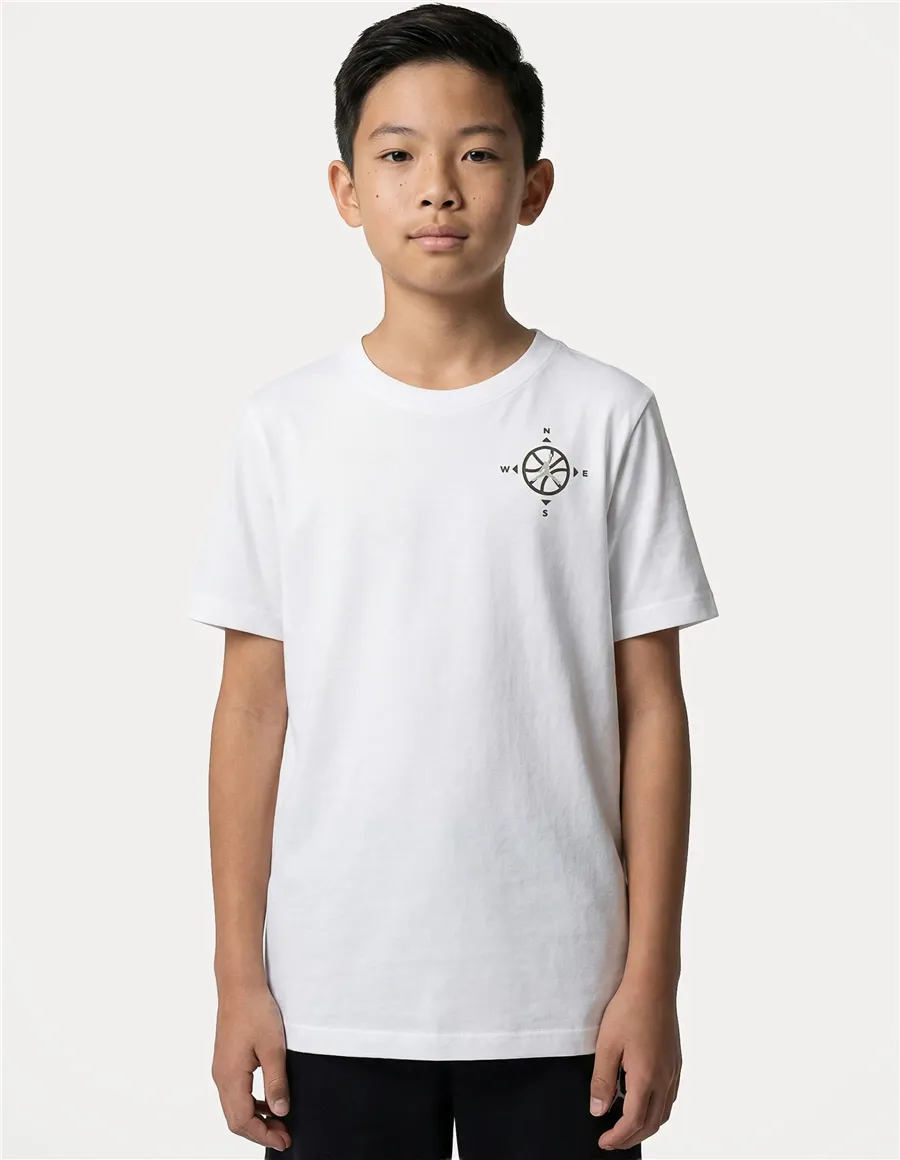 T-shirt bambino Compass Jumpman cotone bianco