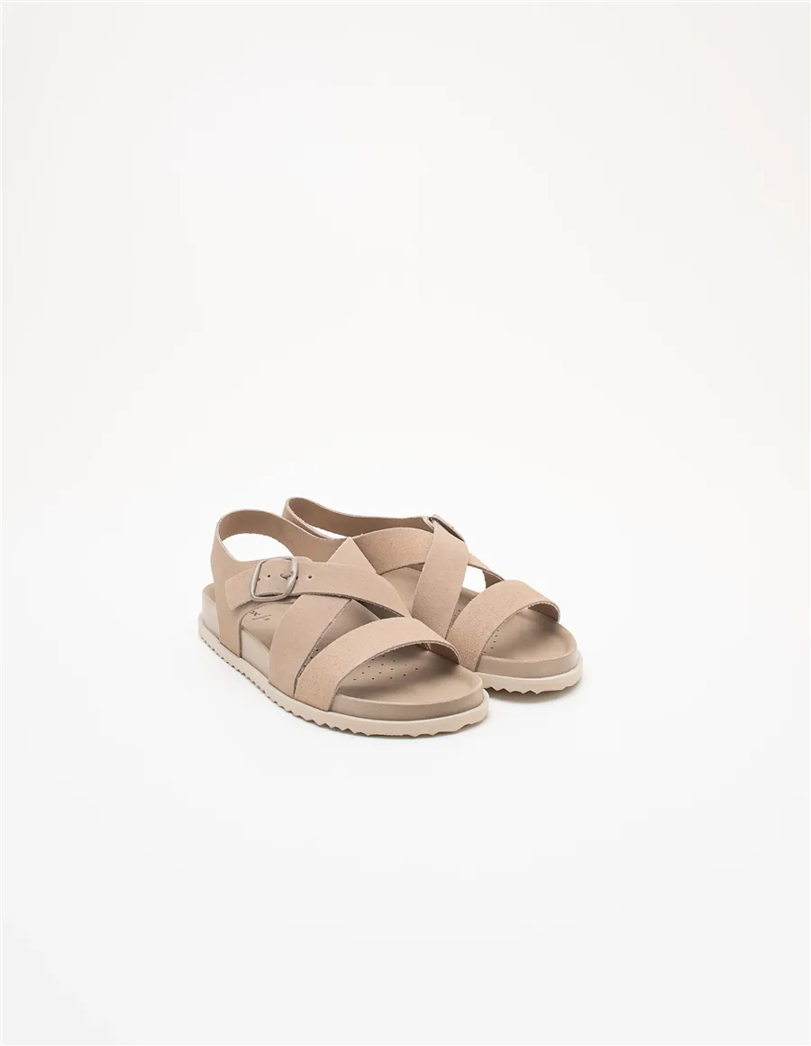 Sandali flat donna beige