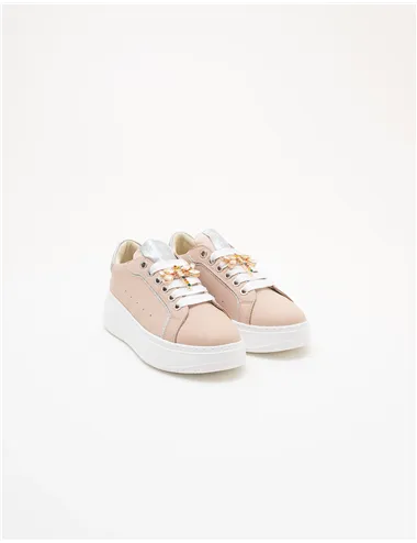 Sneakers donna platform beige-rosa-grigio-argento