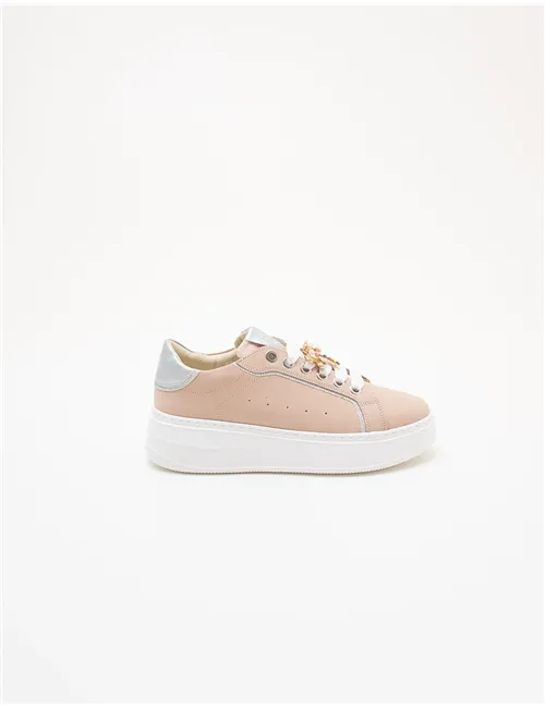 Sneakers donna platform beige-rosa-grigio-argento