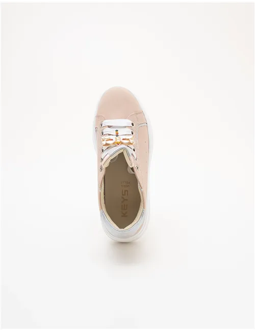 Sneakers donna platform beige-rosa-grigio-argento