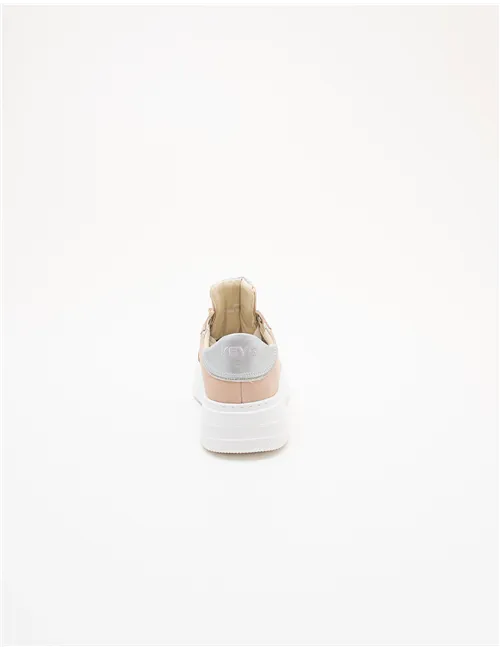 Sneakers donna platform beige-rosa-grigio-argento