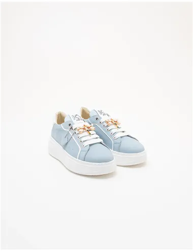Sneakers donna platform azzurro-bianco