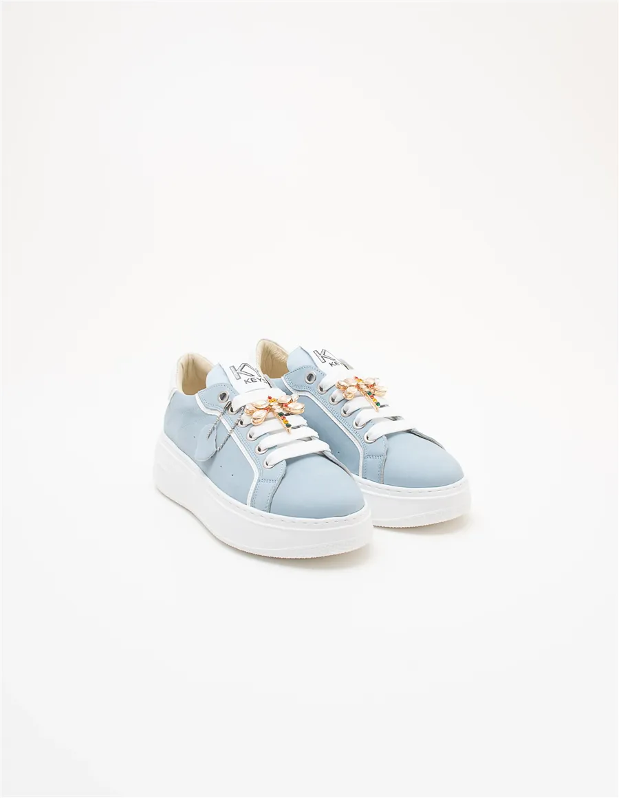 Sneakers donna platform azzurro-bianco