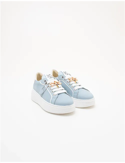 Sneakers donna platform azzurro-bianco