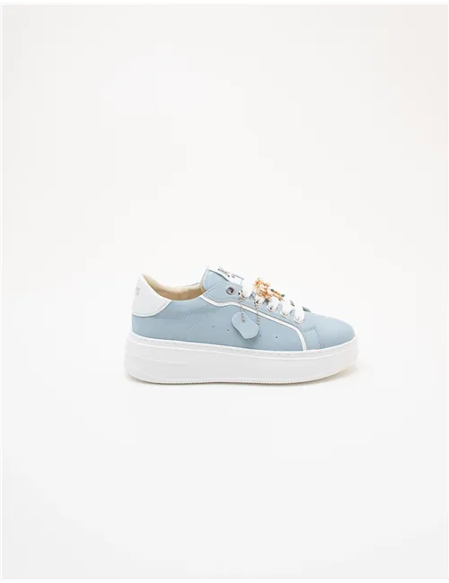Sneakers donna platform azzurro-bianco