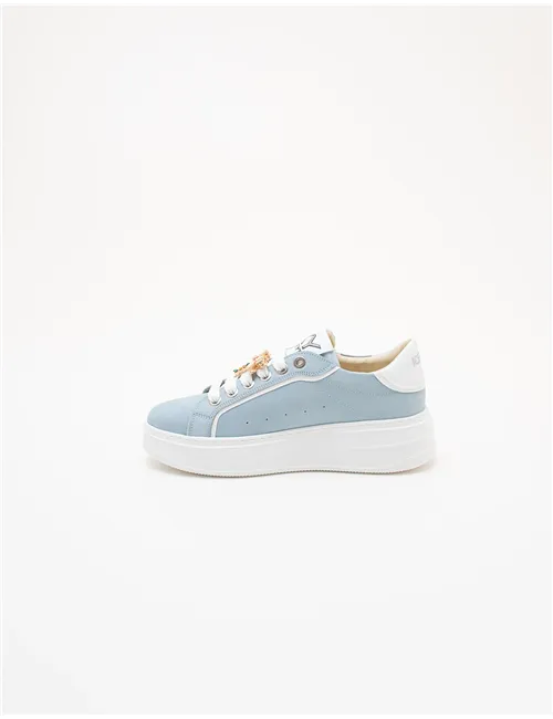 Sneakers donna platform azzurro-bianco