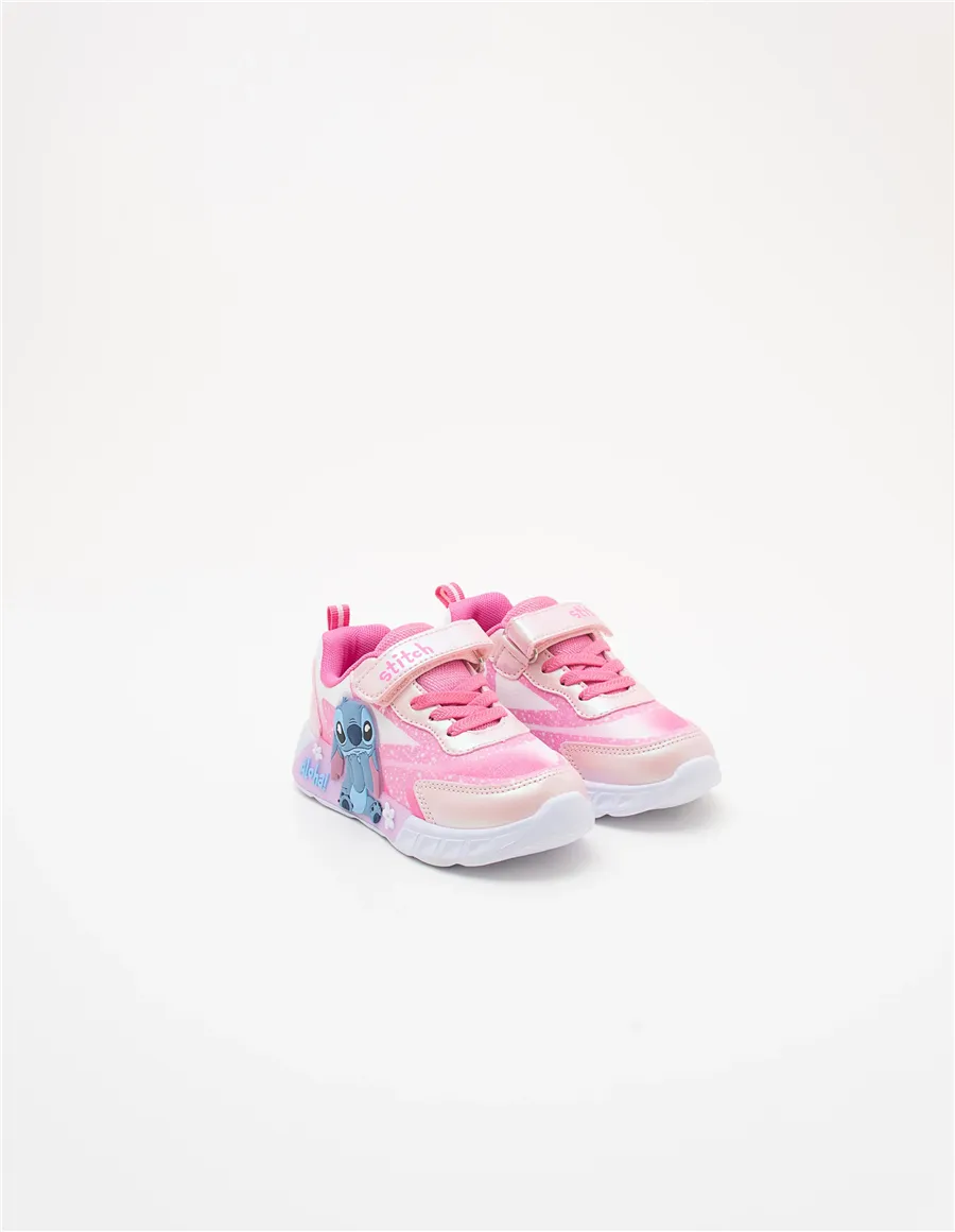 Sneakers bambina Stitch rosa con luci