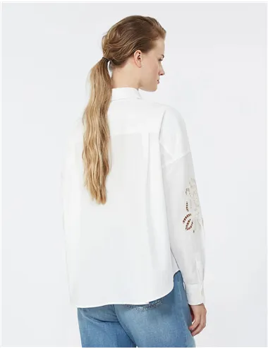 Camicia donna Fonte ricamata bianco