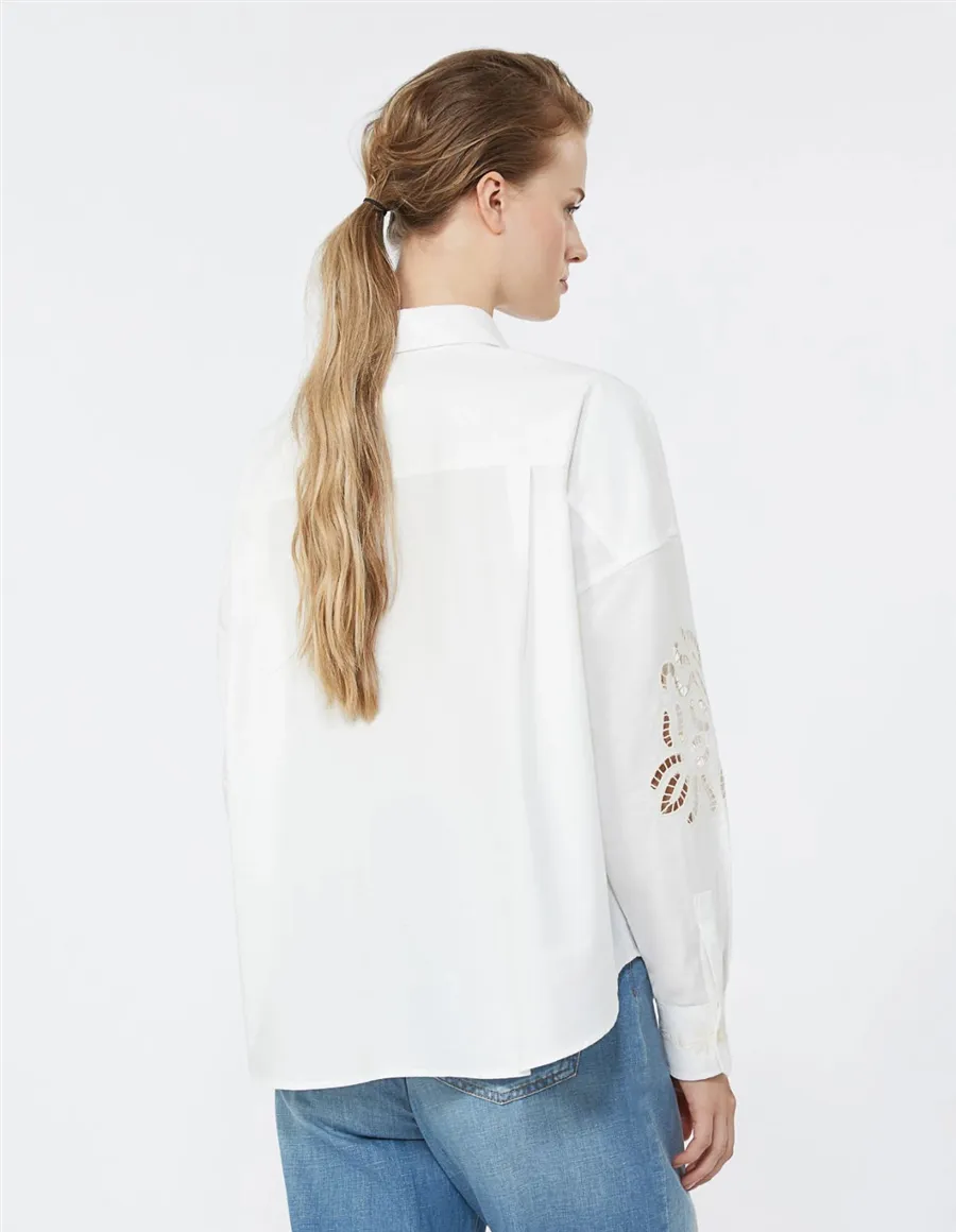 Camicia donna Fonte ricamata bianco