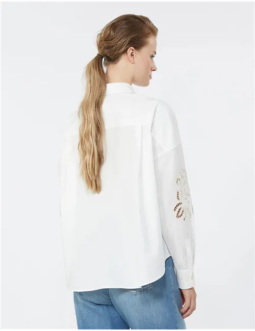 Camicia donna Fonte ricamata bianco