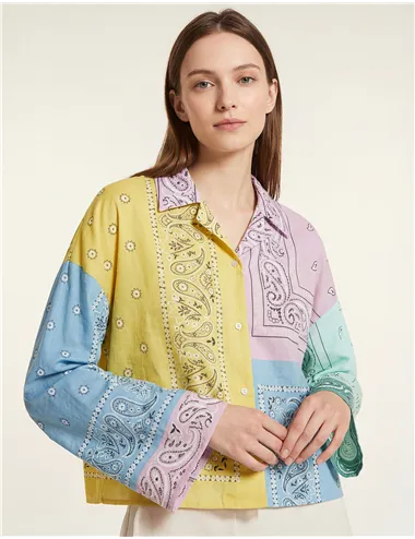 Camicia donna Lampone patchwork multicolor