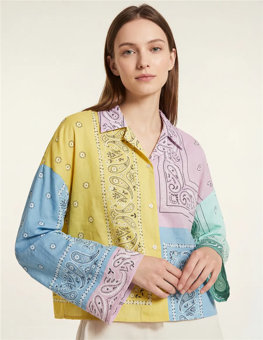 Camicia donna Lampone patchwork multicolor