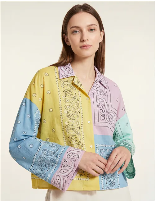Camicia donna Lampone patchwork multicolor