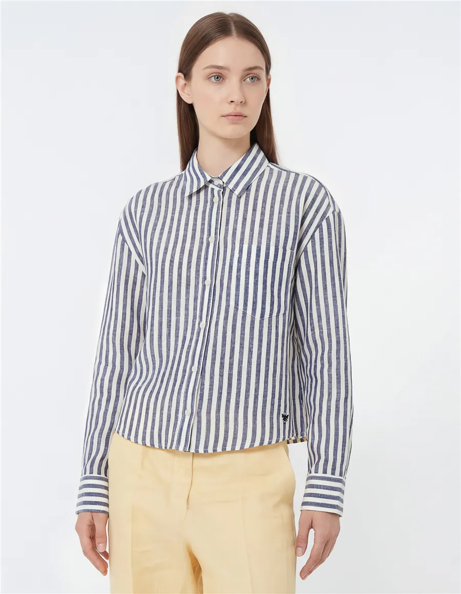 Camicia donna Albatro a righe blu e bianco