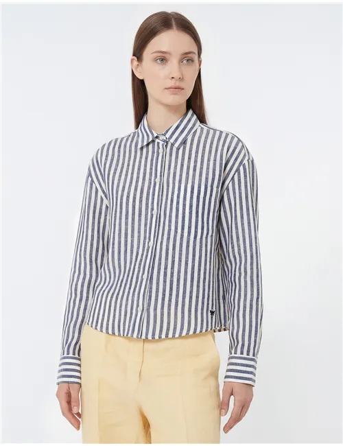 Camicia donna Albatro a righe blu e bianco