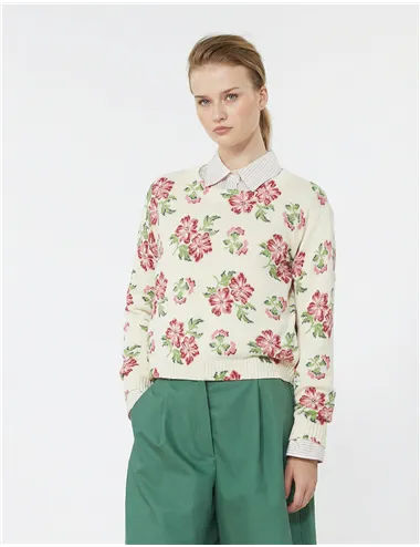 Maglia donna Editto a fiori ecrù