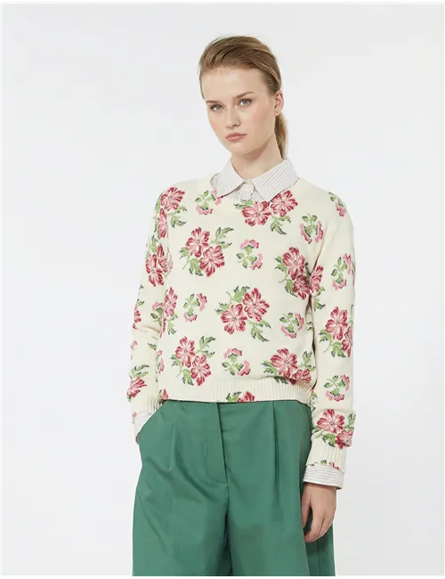 Maglia donna Editto a fiori ecrù