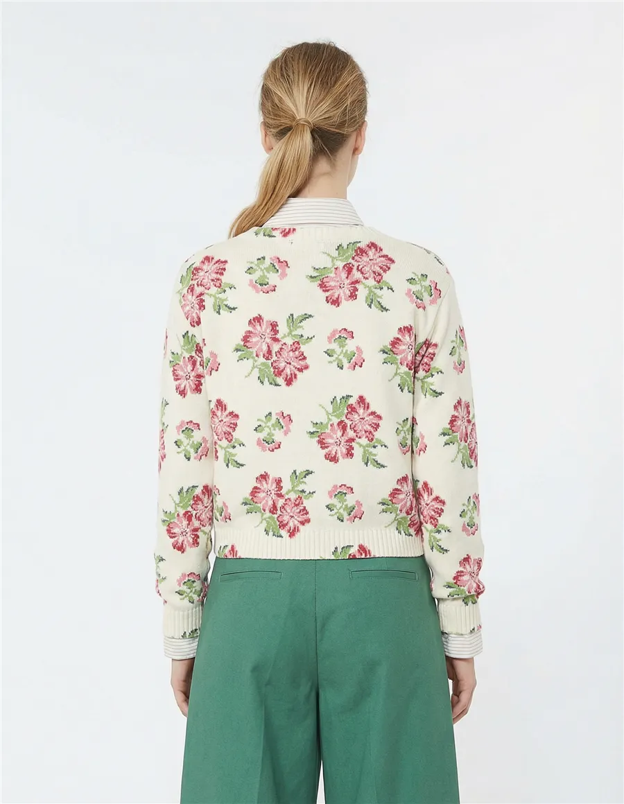 Maglia donna Editto a fiori ecrù