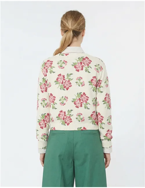 Maglia donna Editto a fiori ecrù