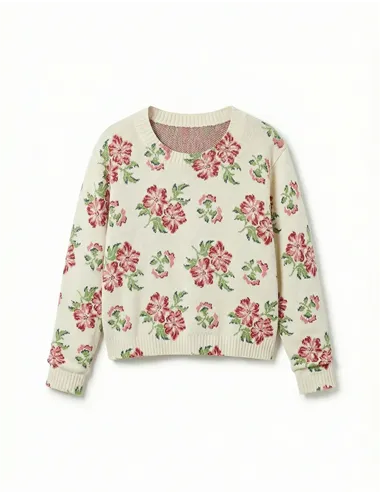 Maglia donna Editto a fiori ecrù