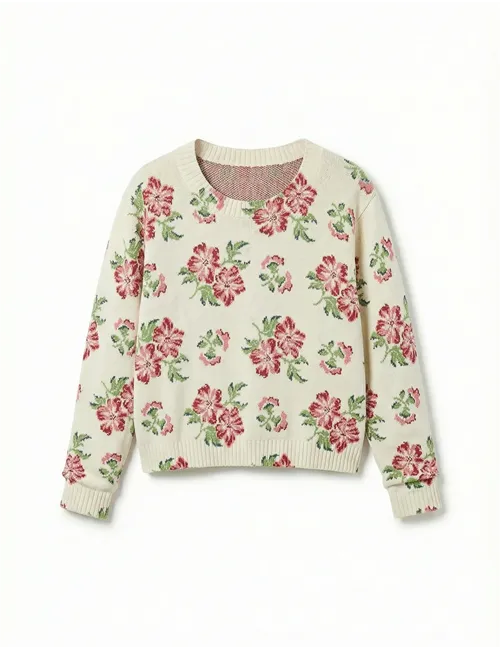 Maglia donna Editto a fiori ecrù