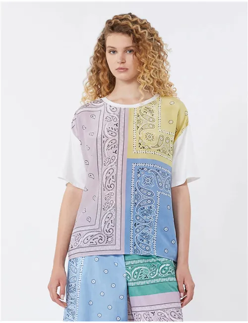 T-shirt donna Pampas seta e cotone multicolor